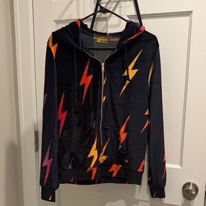 Aviator Nation Black Hoodie with Vibrant Lightning Bolts